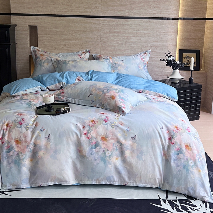 91家纺网 家纺一手货源 找家纺 金鑫汇家纺 2024新款国潮风全棉印花四件套 雾里寻花