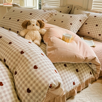 富之航家纺 2024爆款提花四件套云彩棉提花床盖四件套 恋爱风情