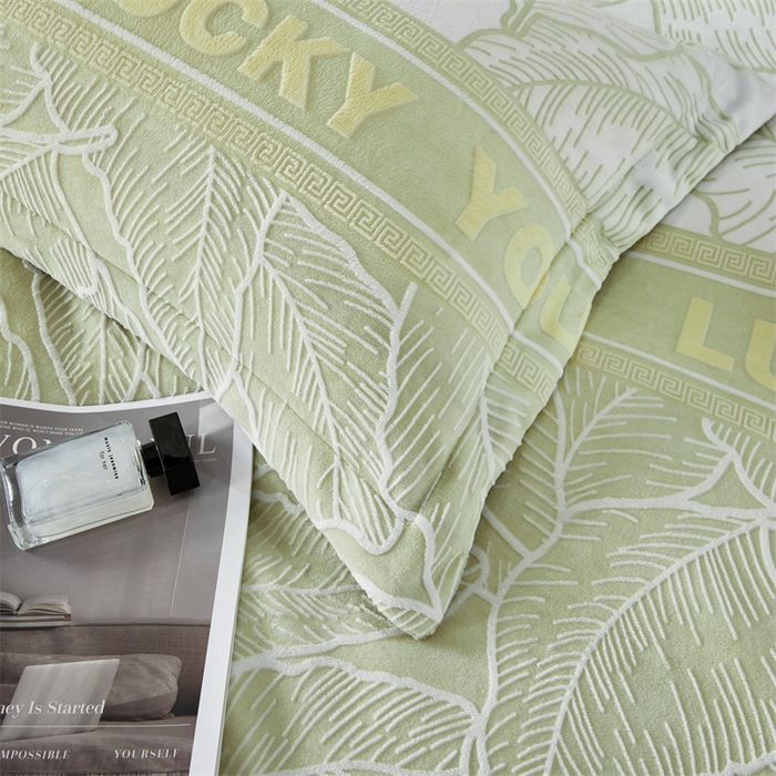 91家纺网 家纺一手货源 找家纺 2024新款A类8斤雕花绒牛奶绒四件套 叶霖-绿