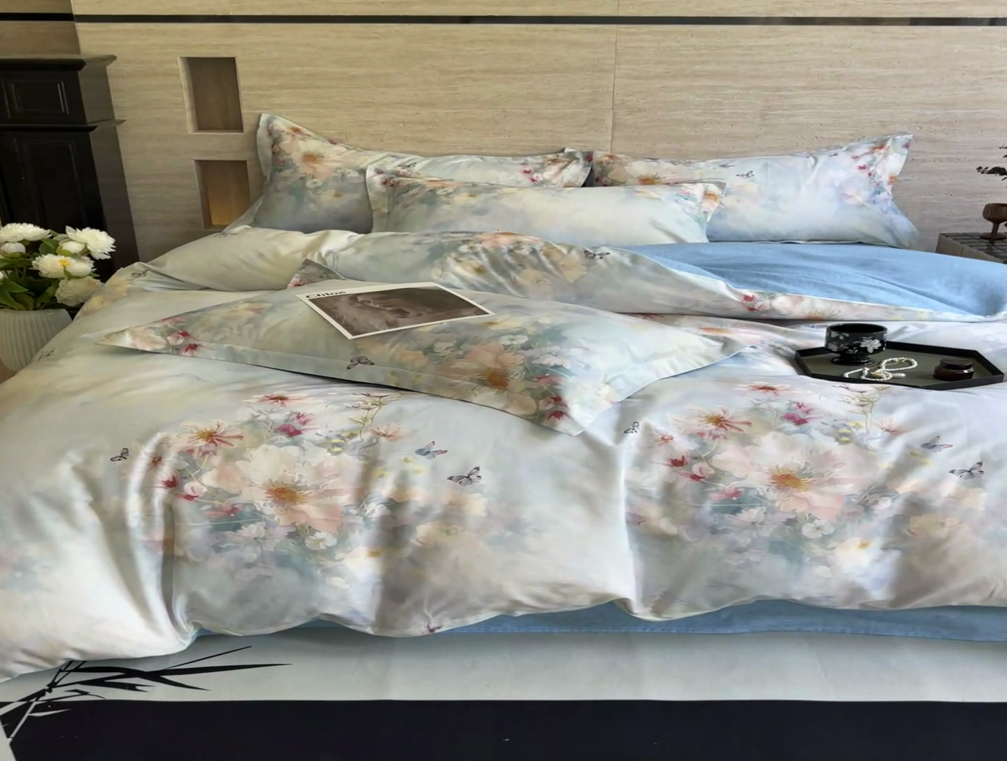 91家纺网 家纺一手货源 找家纺 金鑫汇家纺 2024新款国潮风全棉印花四件套 雾里寻花