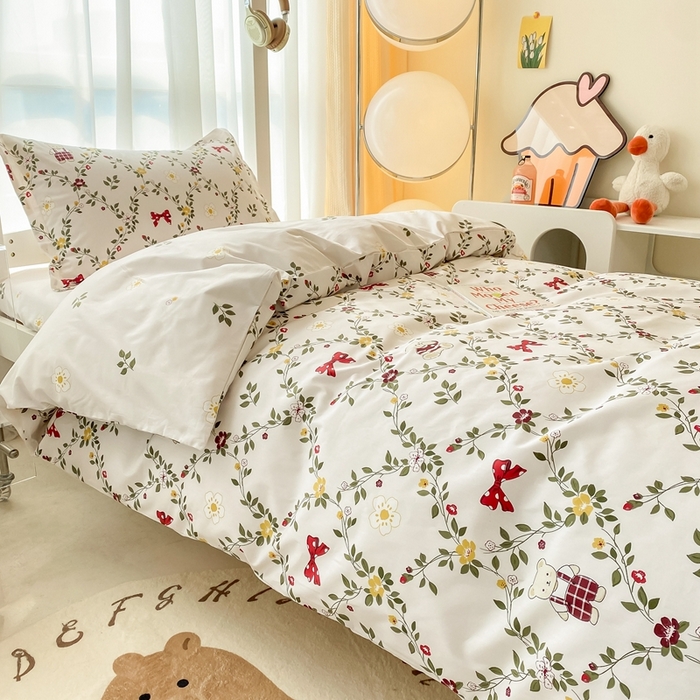 91家纺网 家纺一手货源 找家纺 卡迪亚家纺 2024新款全棉学生三件套 芳华