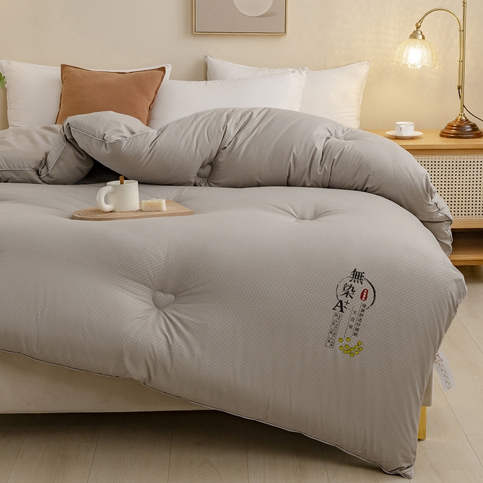 91家纺网 家纺一手货源 找家纺 优尚 2025新款华夫格水洗棉大豆被 绅士灰