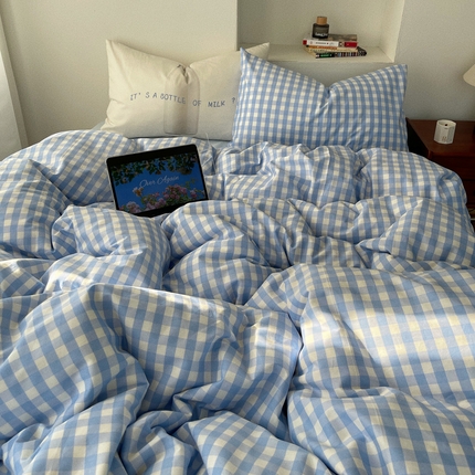 91家纺网 家纺一手货源 找家纺 （总）桃喜 2024新款ins风全棉混搭四件套系列