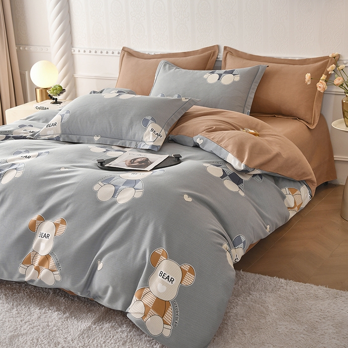 91家纺网 家纺一手货源 找家纺 优尚家纺 2025新款全棉纯棉磨毛单品被套四季款 星辉熊语