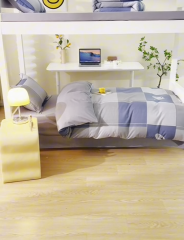 91家纺网 家纺一手货源 找家纺 优尚 2025全棉纯棉磨毛喷气印花学生三件套 蓝梦心格