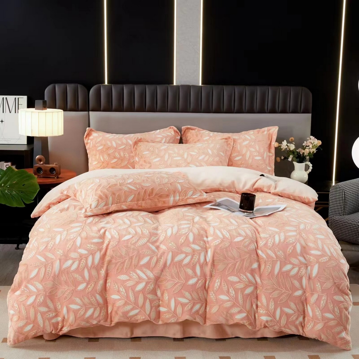 91家纺网 家纺一手货源 找家纺 2024新款A类8斤雕花绒牛奶绒四件套 金枝玉叶-黄