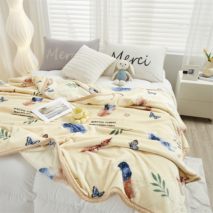 91家纺网 家纺一手货源 找家纺 悦织湾家纺 2025新款云貂绒毛毯印花系列（总花型） 轻舞飞扬