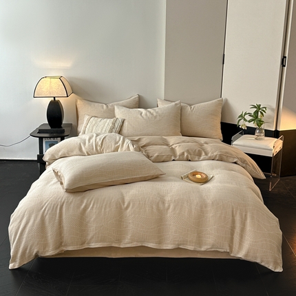 91家纺网 家纺一手货源 找家纺 （总）博雅 2024新款全棉提花三层纱磨毛四件套（上图送2000元货款）