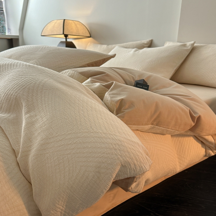 91家纺网 家纺一手货源 找家纺 博雅 2024新款全棉提花三层纱磨毛四件套（上图送2000元货款） 西西里（米）