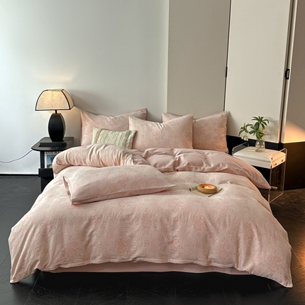 91家纺网 家纺一手货源 找家纺 （总）博雅 2024新款全棉提花三层纱磨毛四件套（上图送2000元货款）