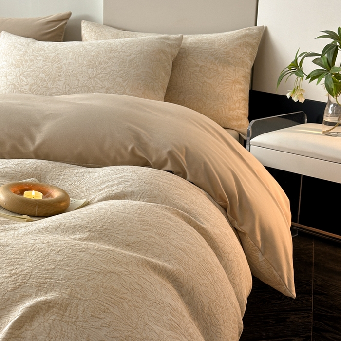 91家纺网 家纺一手货源 找家纺 博雅 2024新款全棉提花三层纱磨毛四件套（上图送2000元货款） 摩登森林（米）