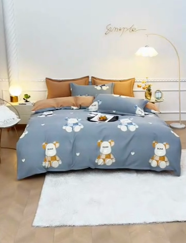 91家纺网 家纺一手货源 找家纺 优尚家纺 2025新款全棉纯棉磨毛单品被套四季款 星辉熊语