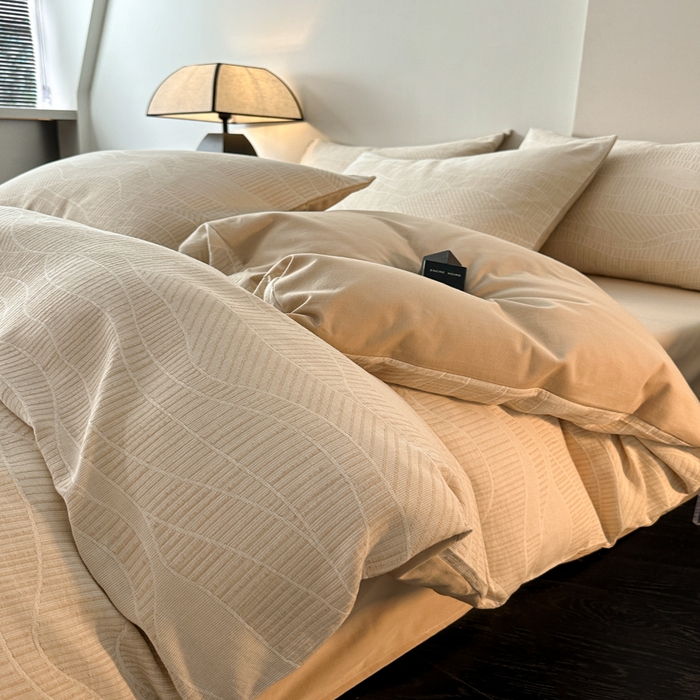 91家纺网 家纺一手货源 找家纺 博雅 2024新款全棉提花三层纱磨毛四件套（上图送2000元货款） 塞纳河畔（米）