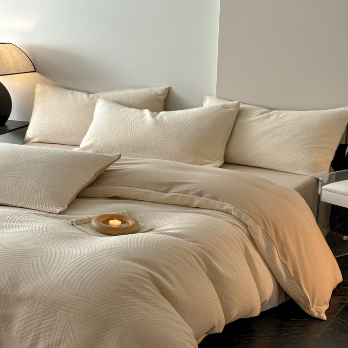 91家纺网 家纺一手货源 找家纺 博雅 2024新款全棉提花三层纱磨毛四件套（上图送2000元货款） 西西里（米）