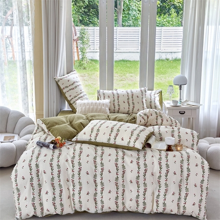 富之航 2024新款云纱棉四件套现货供应 蔷薇花开