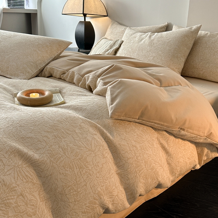 91家纺网 家纺一手货源 找家纺 博雅 2024新款全棉提花三层纱磨毛四件套（上图送2000元货款） 摩登森林（米）