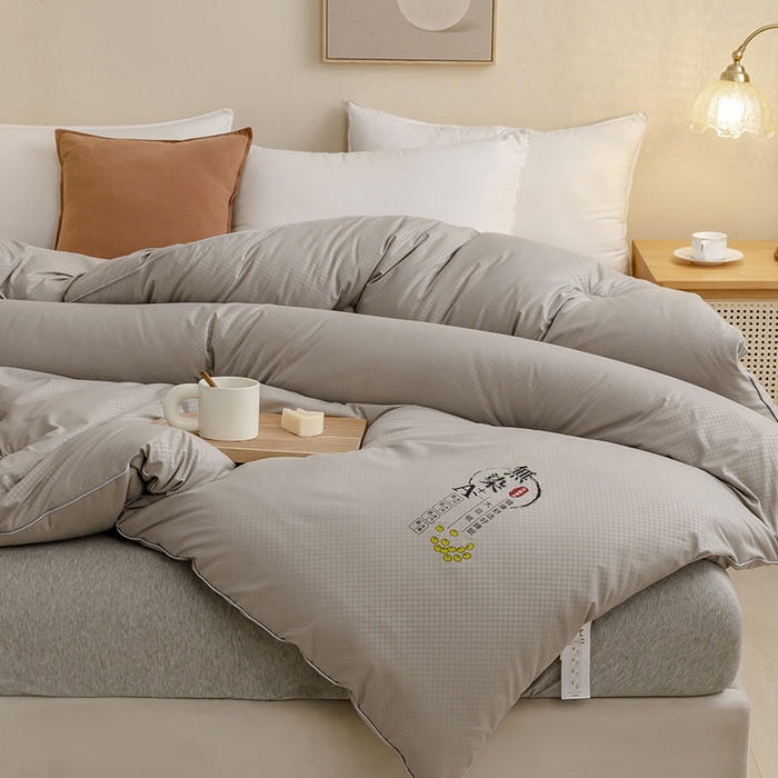 91家纺网 家纺一手货源 找家纺 优尚 2025新款华夫格水洗棉大豆被 绅士灰