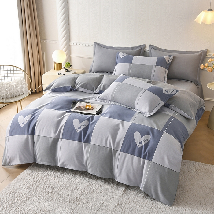 91家纺网 家纺一手货源 找家纺 优尚家纺 2025新款全棉纯棉磨毛单品被套四季款 蓝梦心格