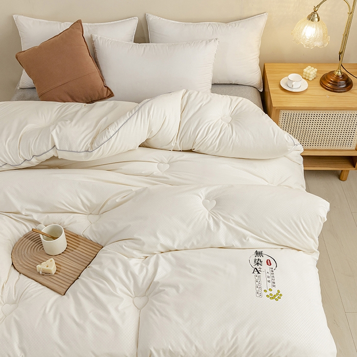 91家纺网 家纺一手货源 找家纺 优尚 2025新款华夫格水洗棉大豆被 优雅白