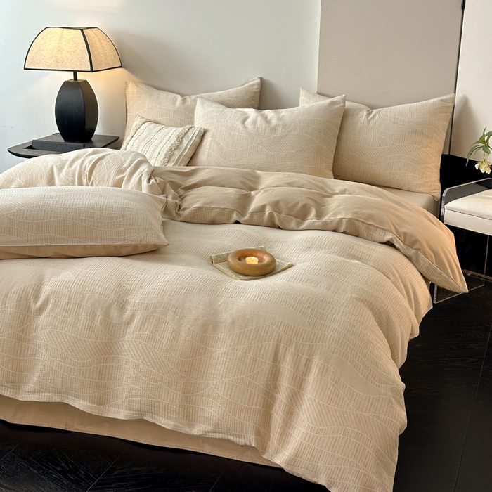 91家纺网 家纺一手货源 找家纺 博雅 2024新款全棉提花三层纱磨毛四件套（上图送2000元货款） 塞纳河畔（米）