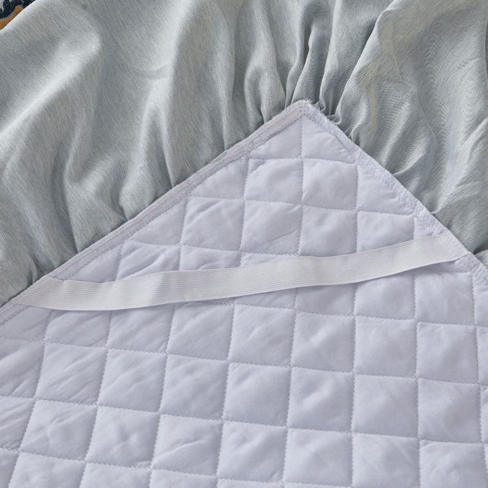 91家纺网 家纺一手货源 找家纺 罗艺轩 2024新款色织蕾丝夹棉床裙三件套-皇家贵族 皇家贵族-石青色