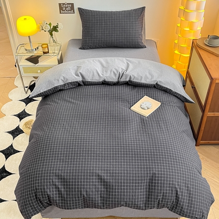 91家纺网 家纺一手货源 找家纺 （总）蓝邻家纺 2024新款纯色水洗棉贴标四件套