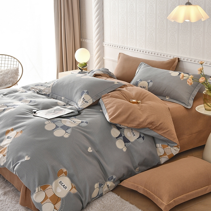 91家纺网 家纺一手货源 找家纺 优尚家纺 2025新款全棉纯棉磨毛单品被套四季款 星辉熊语