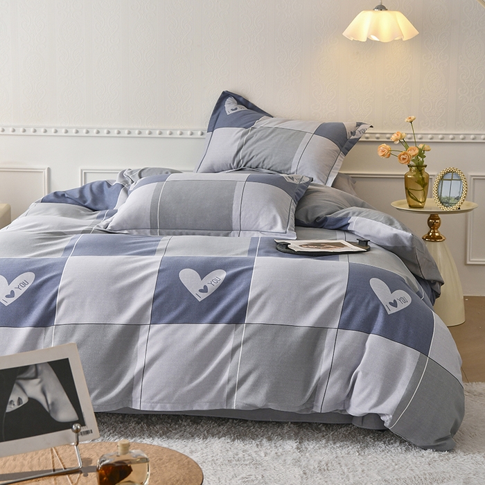 91家纺网 家纺一手货源 找家纺 优尚家纺 2025新款全棉纯棉磨毛单品被套四季款 蓝梦心格