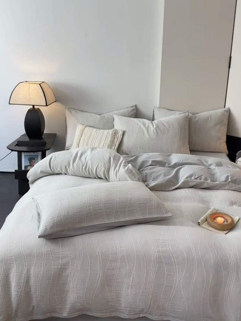 91家纺网 家纺一手货源 找家纺 （总）博雅 2024新款全棉提花三层纱磨毛四件套（上图送2000元货款）