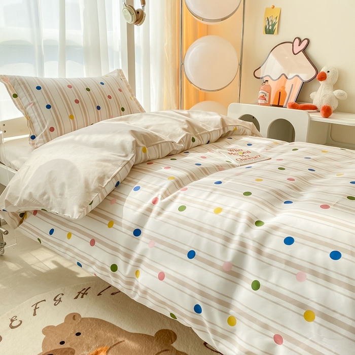 91家纺网 家纺一手货源 找家纺 卡迪亚家纺 2024新款全棉学生三件套 点滴时光