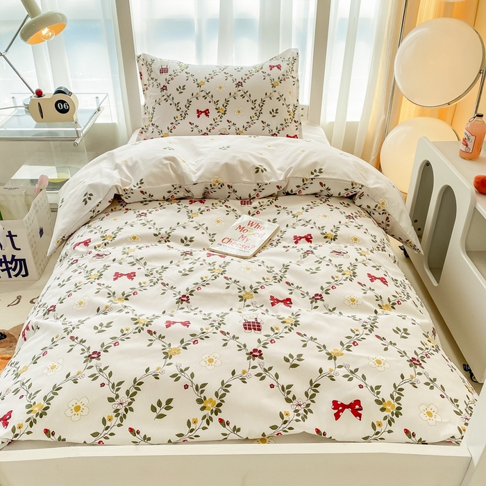 91家纺网 家纺一手货源 找家纺 卡迪亚家纺 2024新款全棉学生三件套 芳华