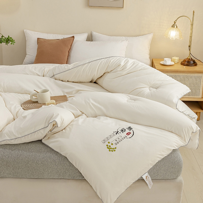 91家纺网 家纺一手货源 找家纺 优尚 2025新款华夫格水洗棉大豆被 优雅白