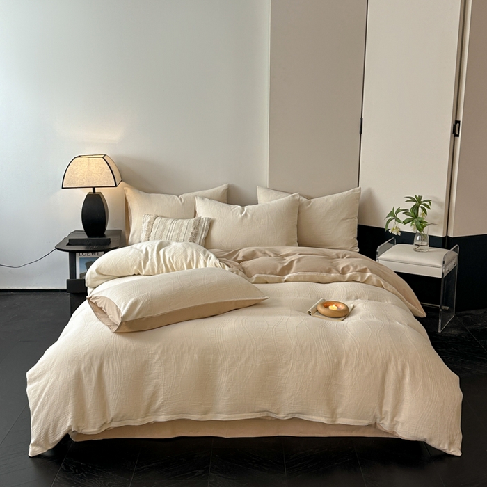 91家纺网 家纺一手货源 找家纺 博雅 2024新款全棉提花三层纱磨毛四件套（上图送2000元货款） 波洛（米）