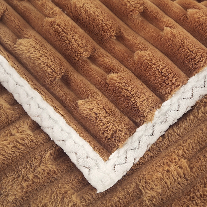 91家纺网 家纺一手货源 找家纺 赋雅家纺-毛毯-绒品套件专家 2025新款仿裘皮兔绒毛毯 咖色