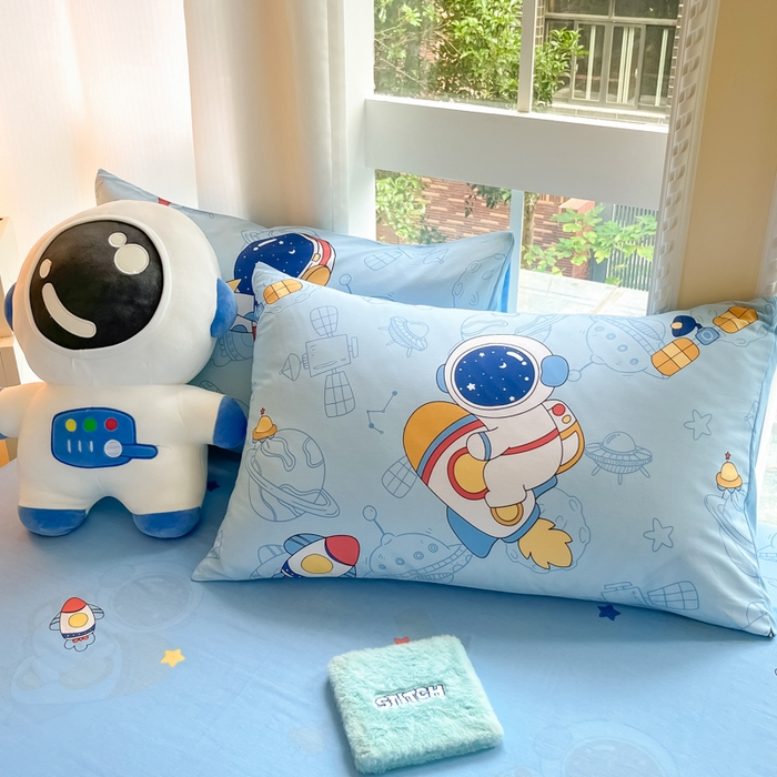 91家纺网 家纺一手货源 找家纺 博雅 2024新款全棉宇航员印花单床笠单被套 环游太空