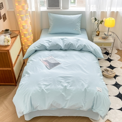 91家纺网 家纺一手货源 找家纺 （总）蓝邻家纺 2024新款纯色水洗棉贴标四件套