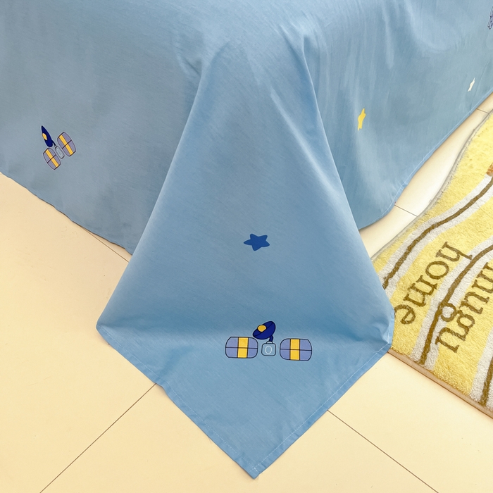 91家纺网 家纺一手货源 找家纺 博雅 2024新款全棉宇航员印花单床笠单被套 汽车派对