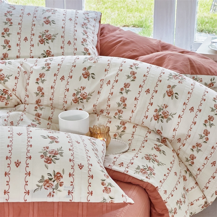 91家纺网 家纺一手货源 找家纺 富之航 2024新款云纱棉四件套现货供应 米图