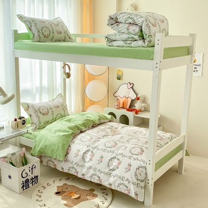 卡迪亚家纺 2024新款全棉学生三件套 花园小兔