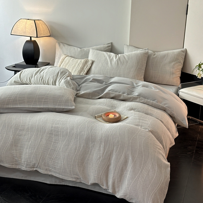 91家纺网 家纺一手货源 找家纺 （总）博雅 2024新款全棉提花三层纱磨毛四件套（上图送2000元货款）