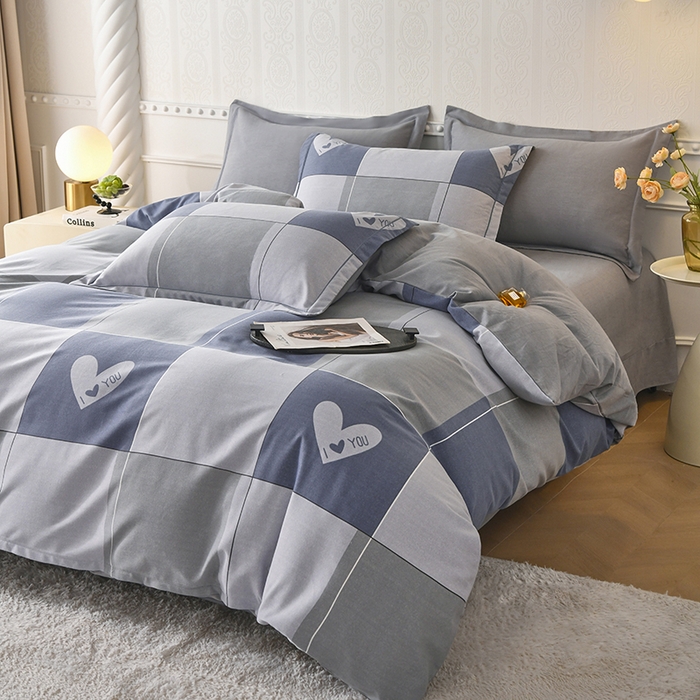 91家纺网 家纺一手货源 找家纺 优尚家纺 2025新款全棉纯棉磨毛单品被套四季款 蓝梦心格