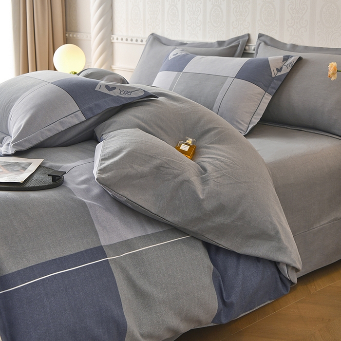 91家纺网 家纺一手货源 找家纺 优尚家纺 2025新款全棉纯棉磨毛单品被套四季款 蓝梦心格