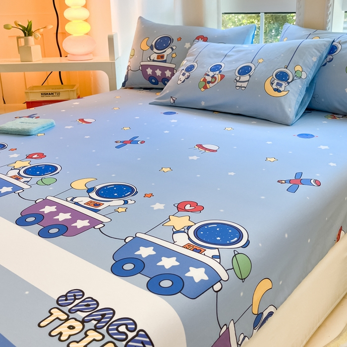 91家纺网 家纺一手货源 找家纺 博雅 2024新款全棉宇航员印花单床笠单被套 宇航员