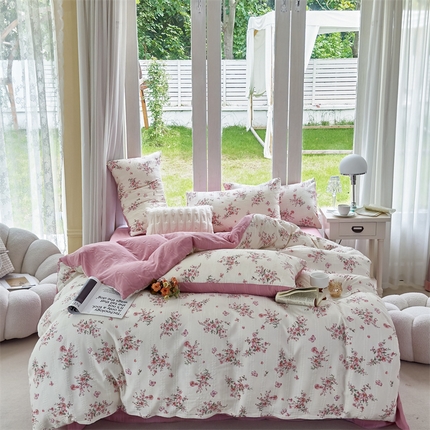 富之航 2024新款云纱棉四件套现货供应 花枝江