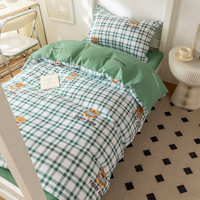 91家纺网 家纺一手货源 找家纺 卡迪亚家纺 2024新款全棉学生三件套 布朗尼