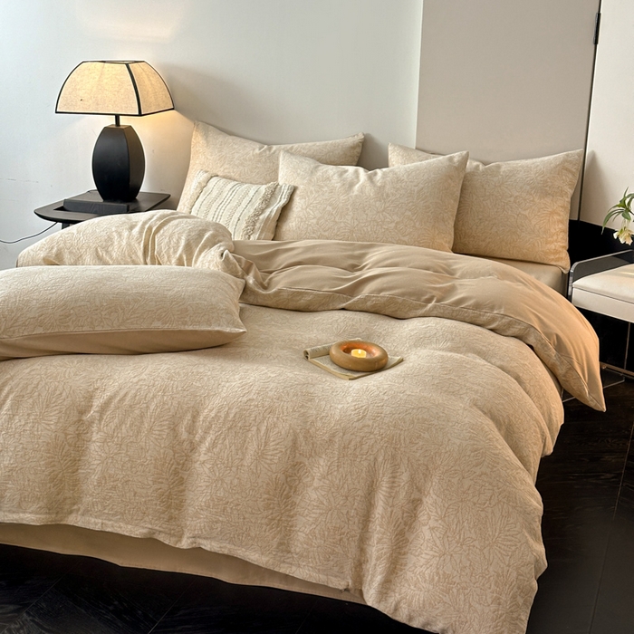 91家纺网 家纺一手货源 找家纺 博雅 2024新款全棉提花三层纱磨毛四件套（上图送2000元货款） 摩登森林（米）