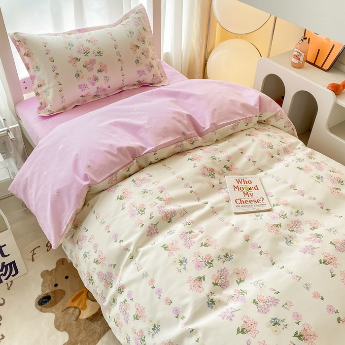 91家纺网 家纺一手货源 找家纺 卡迪亚家纺 2024新款全棉学生三件套 花香