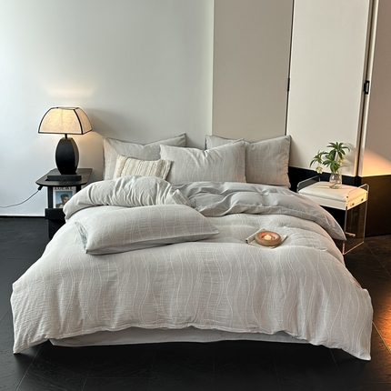 91家纺网 家纺一手货源 找家纺 （总）博雅 2024新款全棉提花三层纱磨毛四件套（上图送2000元货款）