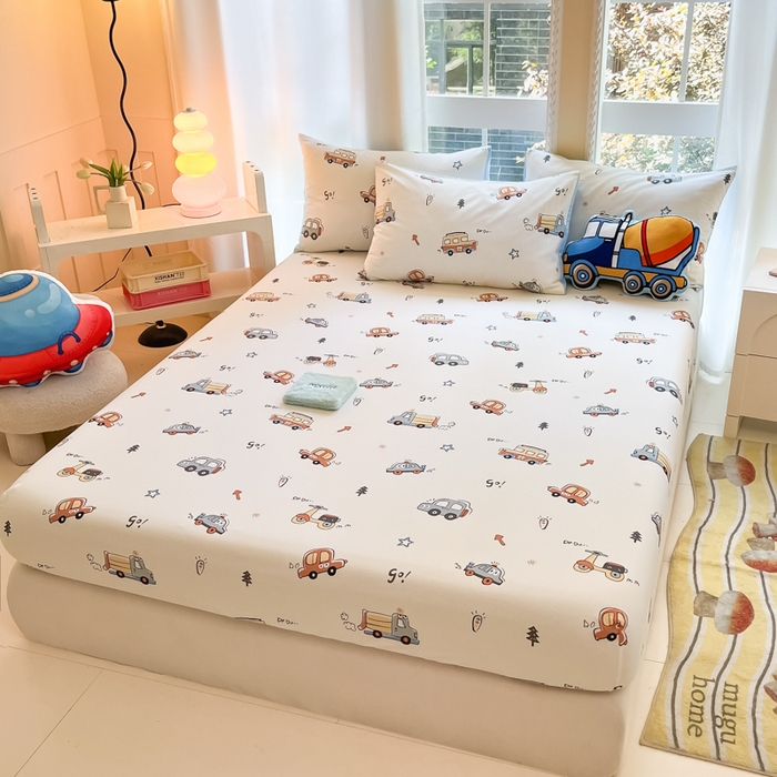 91家纺网 家纺一手货源 找家纺 博雅 2024新款全棉宇航员印花单床笠单被套 小汽车