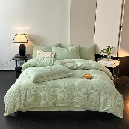 91家纺网 家纺一手货源 找家纺 （总）博雅 2024新款全棉提花三层纱磨毛四件套（上图送2000元货款）